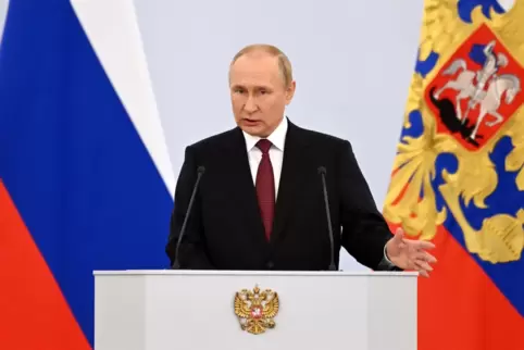 Putin bei seiner Rede im Sankt-Georg-Saal des Kremls.