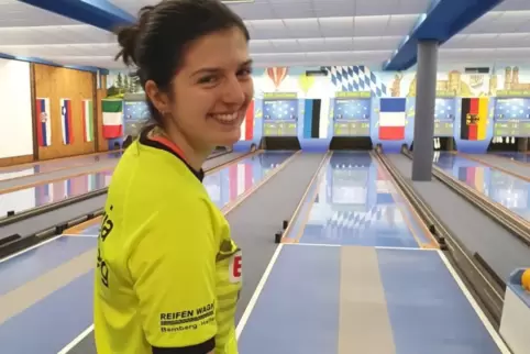 Die Winzlerin Alena Bimber, RHEINPFALZ-Sportlerin des Jahres 2021, im Trikot von Victoria Bamberg beim Weltpokal in München.
