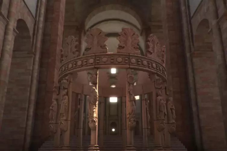 Ein unvollendester Kunstprojekt von Kaiser Maximilian I.: das Denkmal für seine Ahnen im Speyerer Dom, hier als virtuelle Rekons