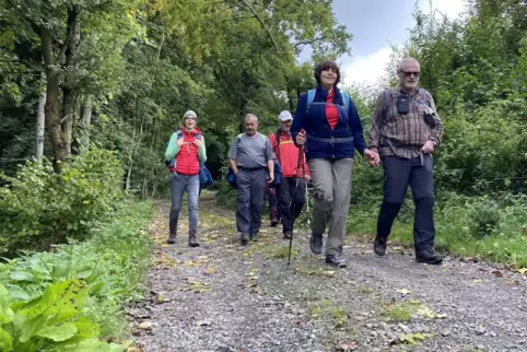 Wenn der Weg breit genug ist, lässt es sich entspannt nebeneinander laufen. Wenn er schmaler wird, orientieren sich die blinden 