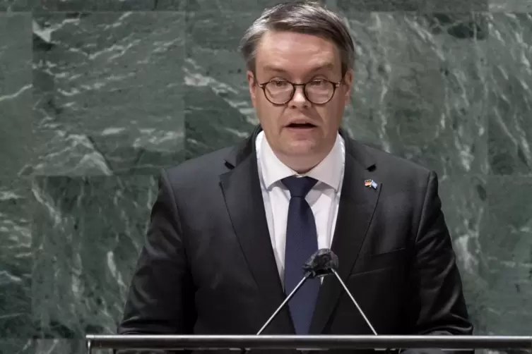 Findet es gut, dass sich der Kanzler klar positioniert hat: Tobias Lindner, hier bei einer Rede vor den UN in New York. 