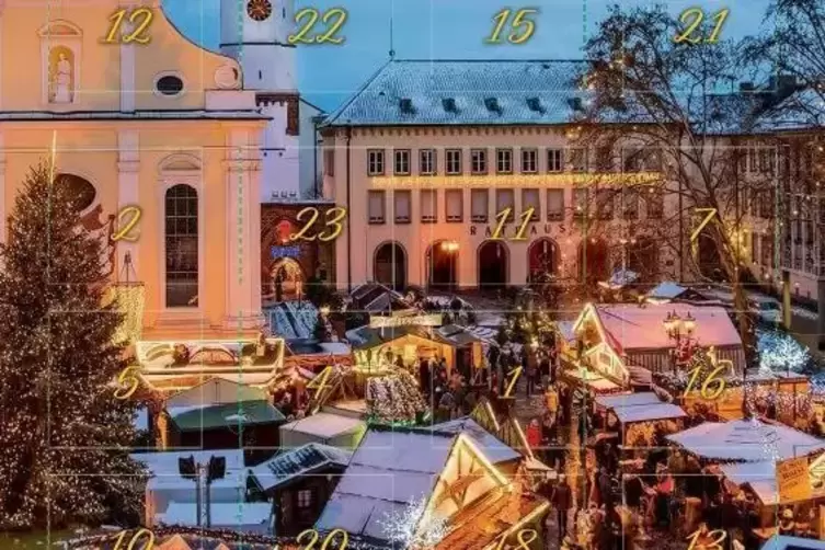 Das neue Motiv des Kalenders zeigt den verschneiten Weihnachtsmarkt. 