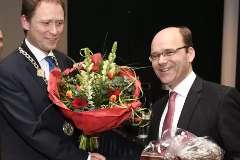 Mehr als sechs Jahre gemeinsam im Stadtvorstand: OB Martin Hebich (links) und Bürgermeister Bernd Knöppel. Mehr als sechs Jahre gemeinsam im Stadtvorstand: OB Martin Hebich (links) und Bürgermeister Bernd Knöppel.