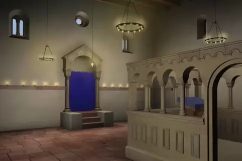Virtuell rekonstruiert: das Innere der ersten Synagoge.