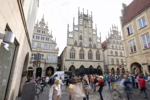 Das Treffen der Außenminister findet im historischen Rathaus in Münster statt.