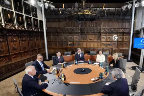 Im Friedenssaal des Historischen Rathauses von Münster trafen die Außenminister der G7 am Donnerstag zusammen.