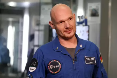 Astronaut Alexander Gerst bei der Eröffnung seiner Raumfahrtausstellung im Technik-Museum Speyer. 