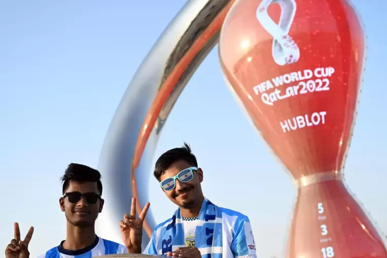 Bereit für den Start der Fußball-WM 2022: Ein argentinischer Fan in Doha.
