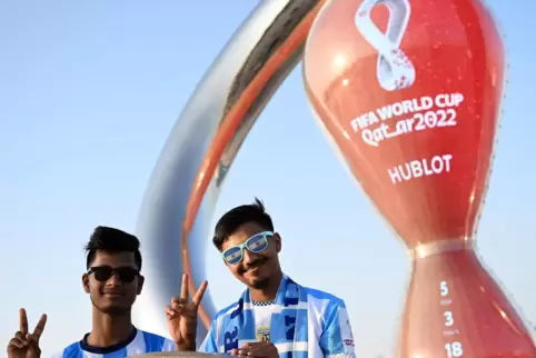 Bereit für den Start der Fußball-WM 2022: Ein argentinischer Fan in Doha.