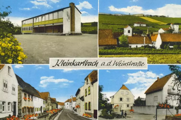 Ansichtskarte von Kleinkarlbach aus dem Jahr 1980.