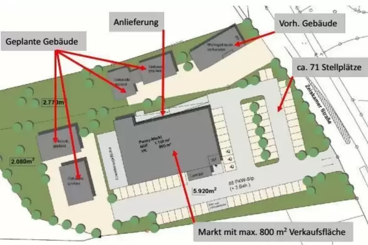 Planskizze f&uuml;r den neuen Penny-Markt. 