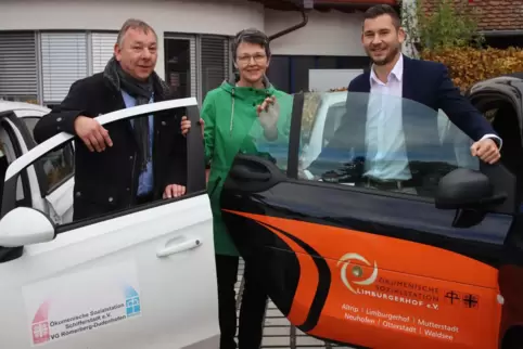 Das Leitungsteam der neuen Sozialstation Rhein-Pfalz Ost (von links): Andreas Müller, Ulrike Lahr und Christopher Kropp.