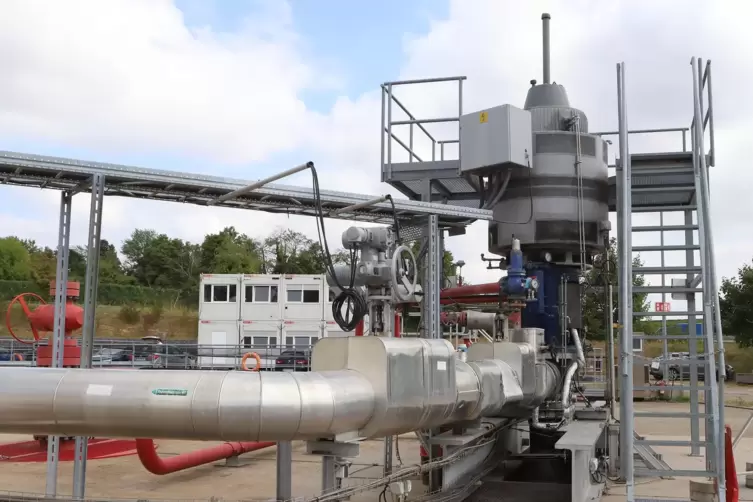 Die Förderpumpe des Geothermiekraftwerks Insheim. Aus dem Tiefenwasser soll in großem umfang Lithium gewonnen werden. 