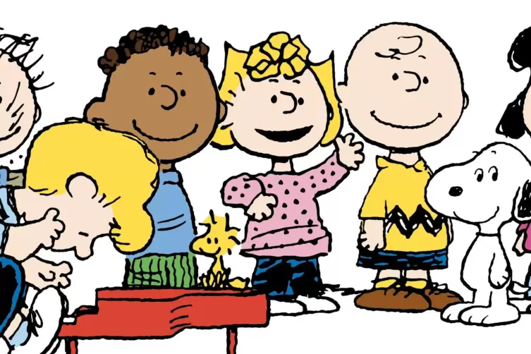 Es gratulieren: SChr&ouml;der, Franklin, Sally Brown, Charlie Brown, Snoopy, und Woodstock.