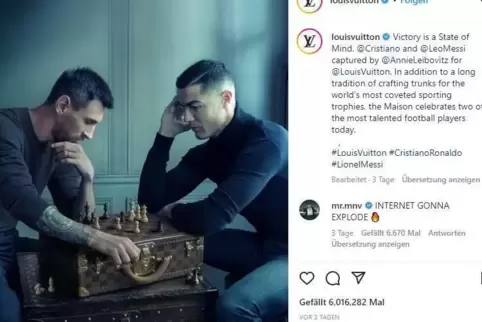 Perfekt inszeniert: Leo Messi und Cristiano Ronaldo spielen Schach.