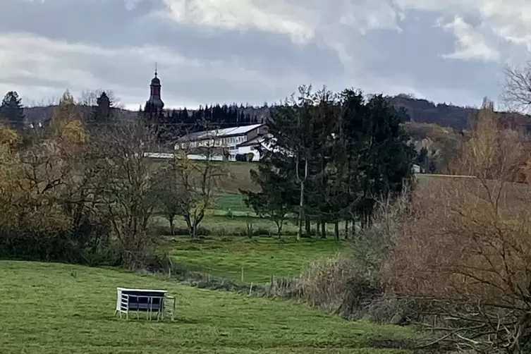 Blick von der Weide auf die Grundschule Sippersfeld. Heeger sorgt sich um die Sicherheit der Kinder.
