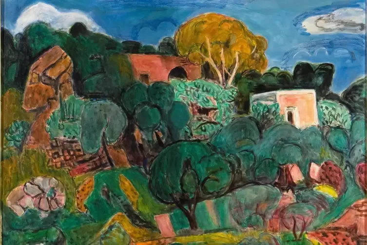 Ansicht von Ischia: Hans Purrmanns &Ouml;lbild &bdquo;Kubush&auml;user in Lacco Ameno&ldquo; von 1956.