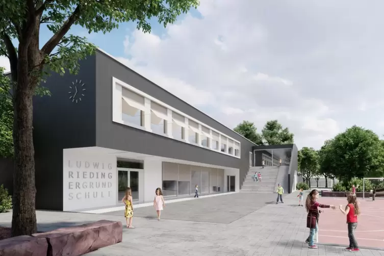 So sehen die Pl&auml;ne f&uuml;r die Mensa der Ludwig-Riedinger-Grundschule Kandel aus. Ein Teil des Geb&auml;udes steht auf dem Schulhof, ein 