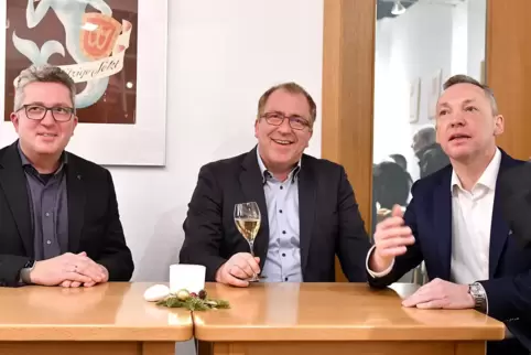 Drei Kandidaten (von links): Jochen Kappel (FWG), Torsten Bechtel (CDU) und Andreas Schäffling (parteilos).