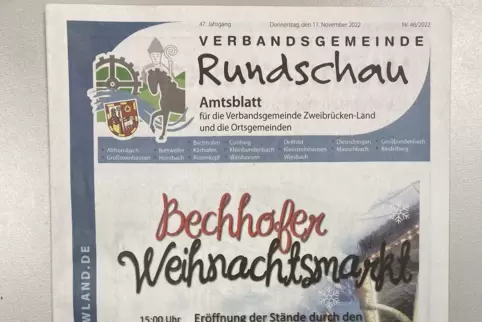Für ihr Amtsblatt stellt die Verbandsgemeinde Zweibrücken-Land jedes Jahr 36.000 Euro in den Haushalt ein. 