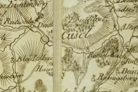 Auf der alten Karte sind fast alle Dörfer des heutigen Kreises verzeichnet. 
