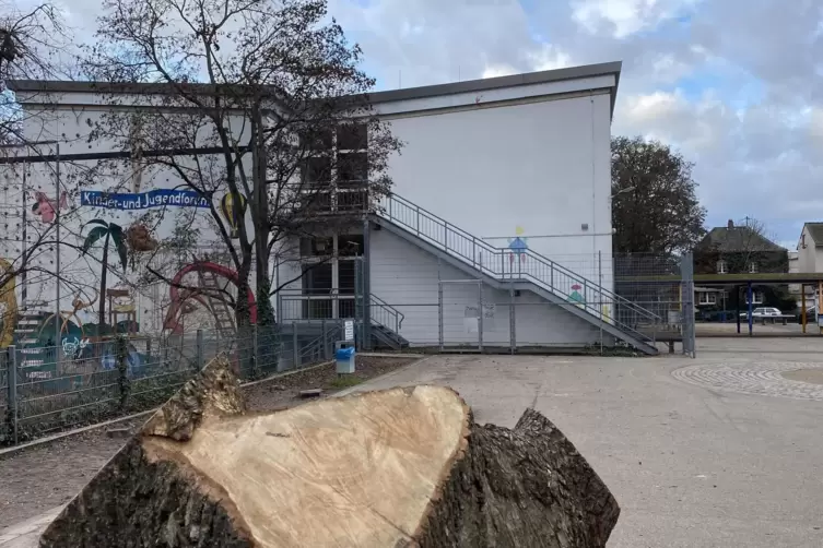 Der alte Kiosk an der Mozartschule wurde am Jahresende abgerissen. Jetzt ist Platz f&uuml;r die neuen Container.