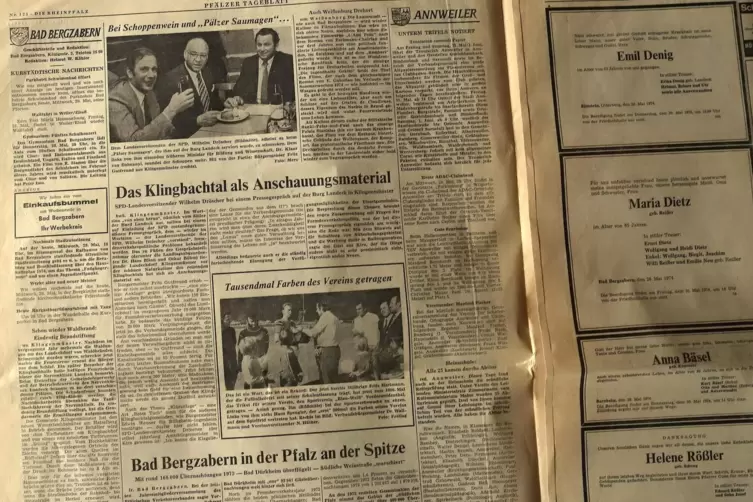 Walter Klein hat noch die Ausgabe des Pf&auml;lzer Tageblatts vom 30. Mai 1974. 