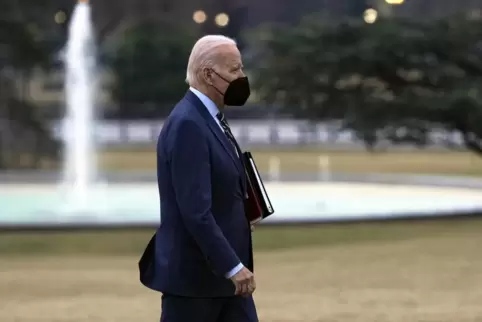 Joe Biden, Präsident der USA, auf dem South Lawn des Weißen Hauses.