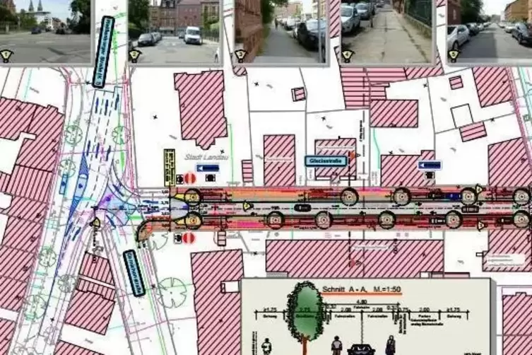 Ausbauplan der Stadt für die Glacisstraße. 