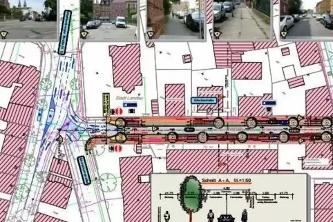Ausbauplan der Stadt für die Glacisstraße. 