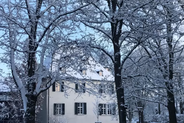 Winterliche Idylle im Schlossgarten in Rockenhausen. 