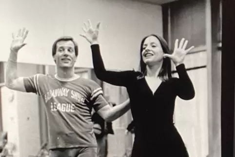 Larry Fuller mit dem Broadway-Star Patti Lupone 1979 bei Proben zum Musical „Evita“.