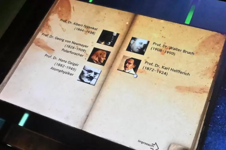 Der Monitor mit Infos &uuml;ber bekannte Neustadter.