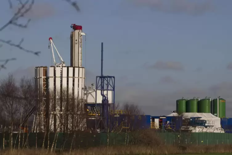 Eine Fracking-Anlage in Manchester. 