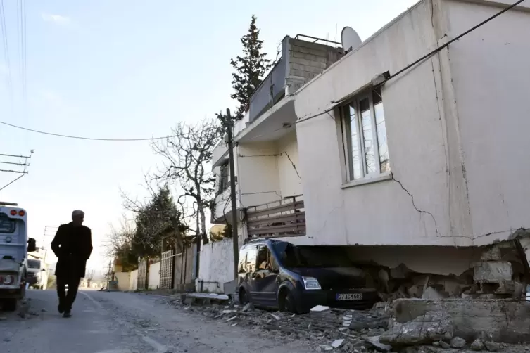 Zerstörung in Pazarcik, dem Heimatort von Mehmet Kandil.