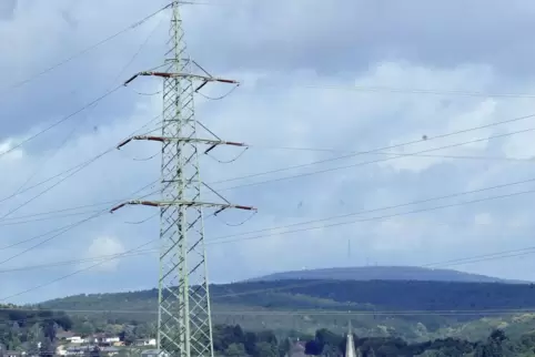 Liefert Energie: Stromleitung bei Eisenberg. 