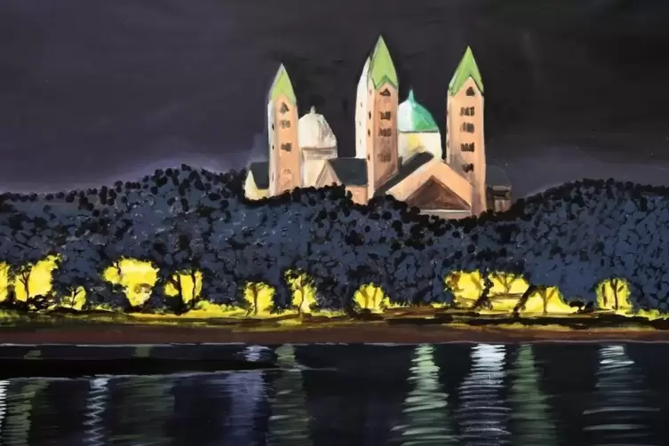 Ein Bild der Gruppe zeigt den Speyerer Dom bei Nacht. 