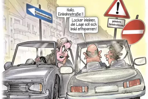 Nicht jeder ckeckt die Lage im neuen Schilderwald sofort.