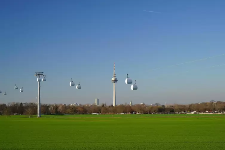 Die Seilbahn wird nur f&uuml;r die sechsmonatige Dauer der Bundesgartenschau zwischen Luisenpark und Spinelli-Gel&auml;nde pendeln.