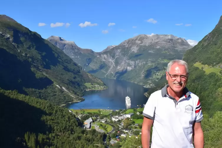 Rudi Schwarz am Geirangerfjord, seit 2005 Unesco-Weltnaturerbe. „Er ist nicht nur der bekannteste Fjord Norwegens, sondern auch 