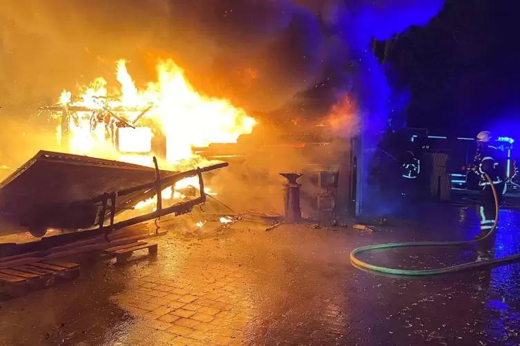 Zwei Hunde sollen das Gro&szlig;feuer nicht &uuml;berlebt haben.