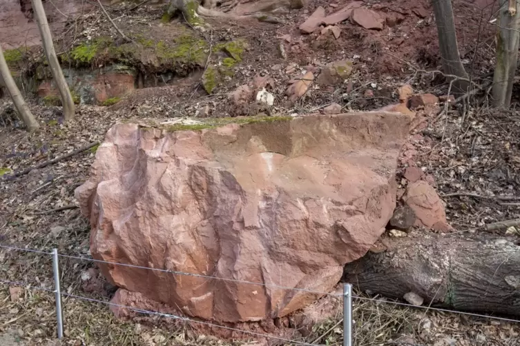 Dieser Felsbrocken ist im vergangenen Jahr an der Felswand im Neumühlenpark abgebrochen. 