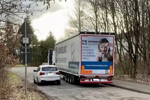 Laut Stadtverwaltung darf der Laster so in der Zufahrt zum Beckenhof parken, auch wenn das mancher als störend empfindet.