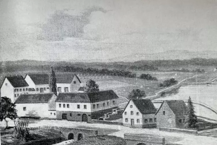 Nach einem Gemälde von Hugo John: Die vom Moorbach getriebene Mühle wurde in Ramstein auch als „unnerscht Miehl“ bezeichnet. 
