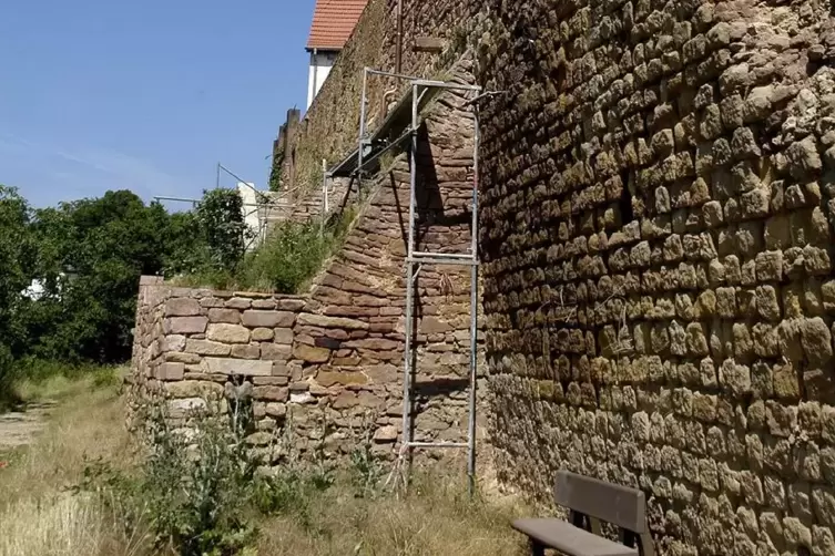 Ein Teil der Neuleininger Stadtmauer.