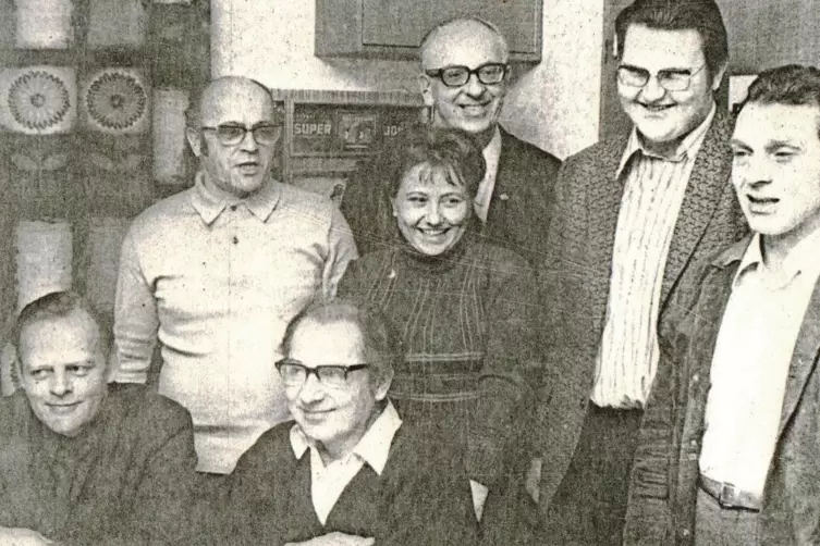  Der Gründungsvorstand des Pfälzerwaldvereins am 10. Februar 1973 (von links): Alfons Ullrich, Bernhard Schneider, Otto Schwögle