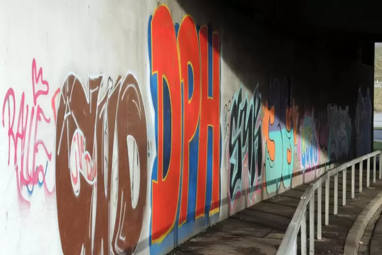 Graffiti unter der Autobahnbrücke in Bubenhausen. 