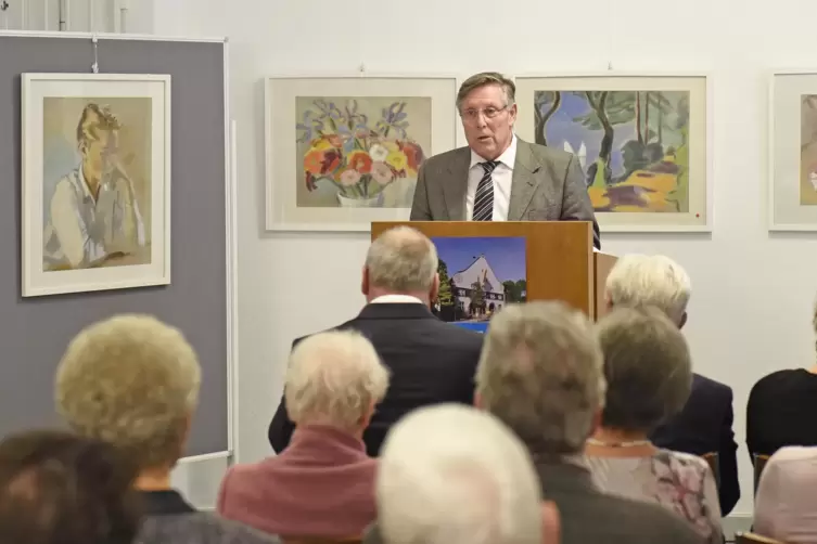 Scheuermann bei der Festrede zur Feierstunde 50 Jahre Karl-Otto-Braun-Museum.