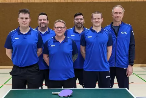 Die Herren des TuS Wachenheim sind meister in der Tischtennis-Bezirksliga (von links): Maximilian Schleifer, Mannschaftsführer O