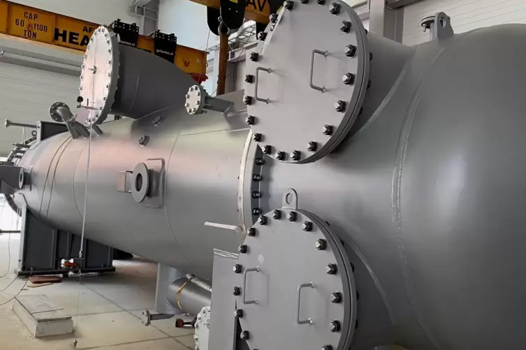 Der Verdampfer der neuen Flussw&auml;rmepumpe von MVV Energie in Mannheim.